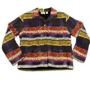 Chico’s Design Blazer Multicolor Southwest Beaded Jacket Size 1 Medium